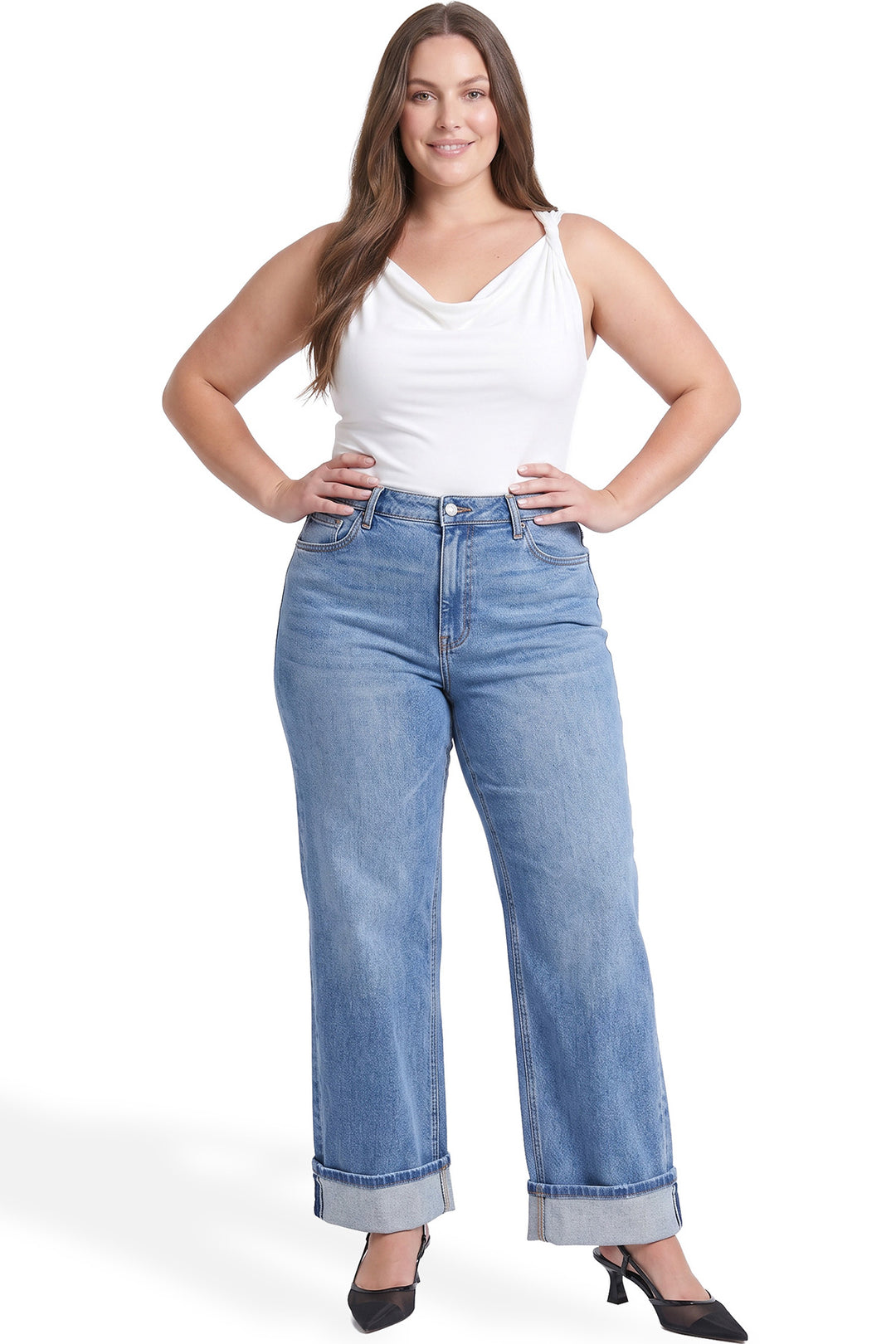 Plus Hailey High Rise Cuff Wide Leg Jeans