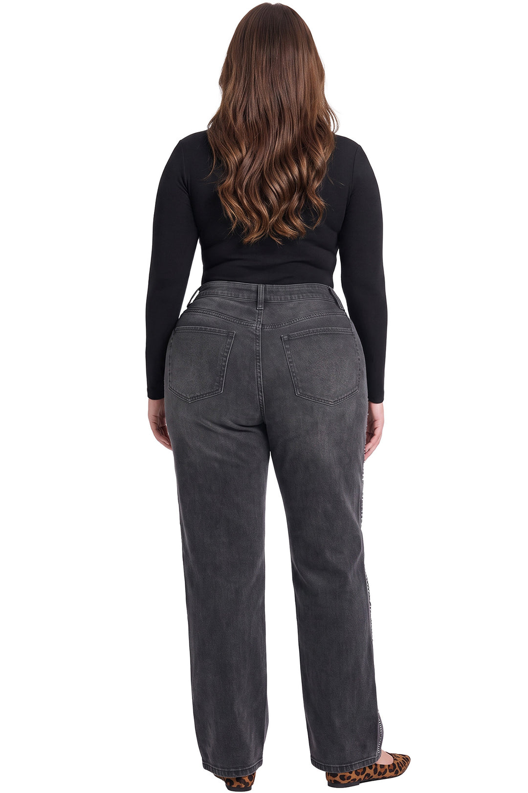 Plus Hailey Wide Leg Jeans with Rhinestones