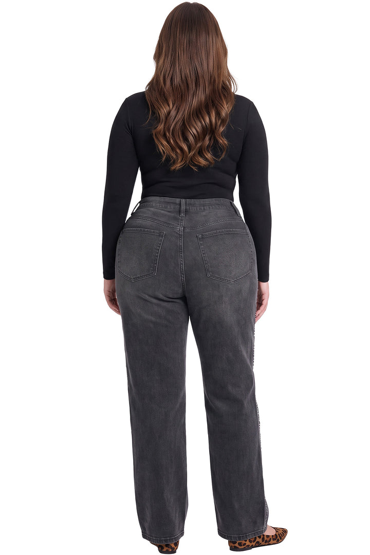 Plus Hailey Wide Leg Jeans with Rhinestones