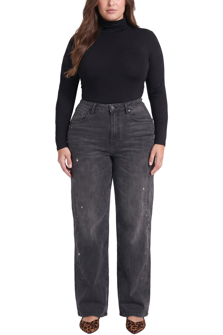 Plus Hailey Wide Leg Jeans with Rhinestones
