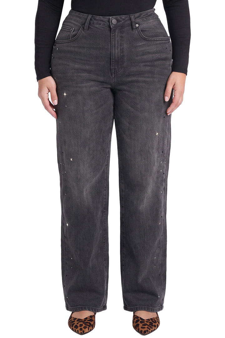 Plus Hailey Wide Leg Jeans with Rhinestones