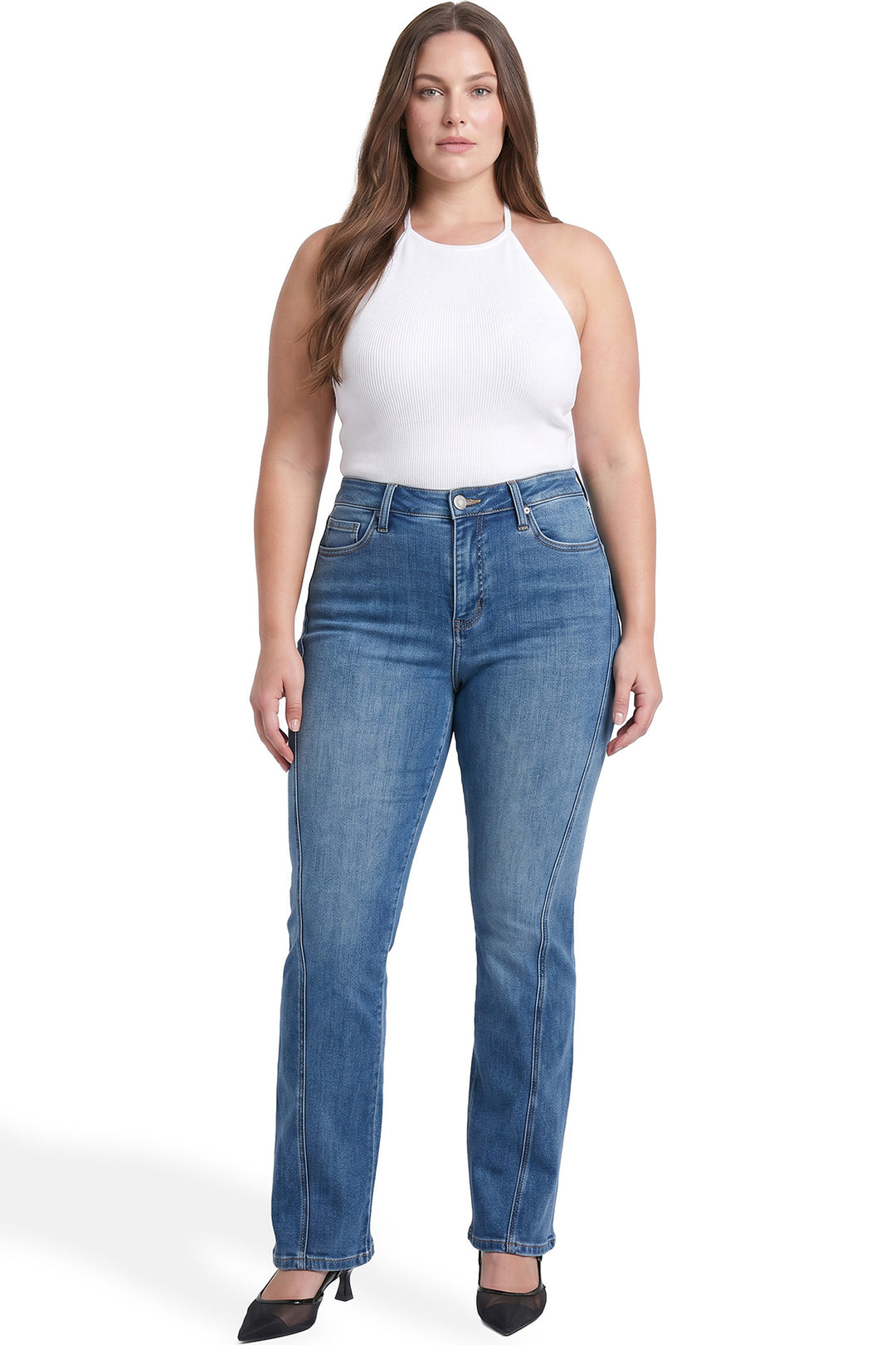 Plus Daisy High Rise Slim Angled Flare Jeans