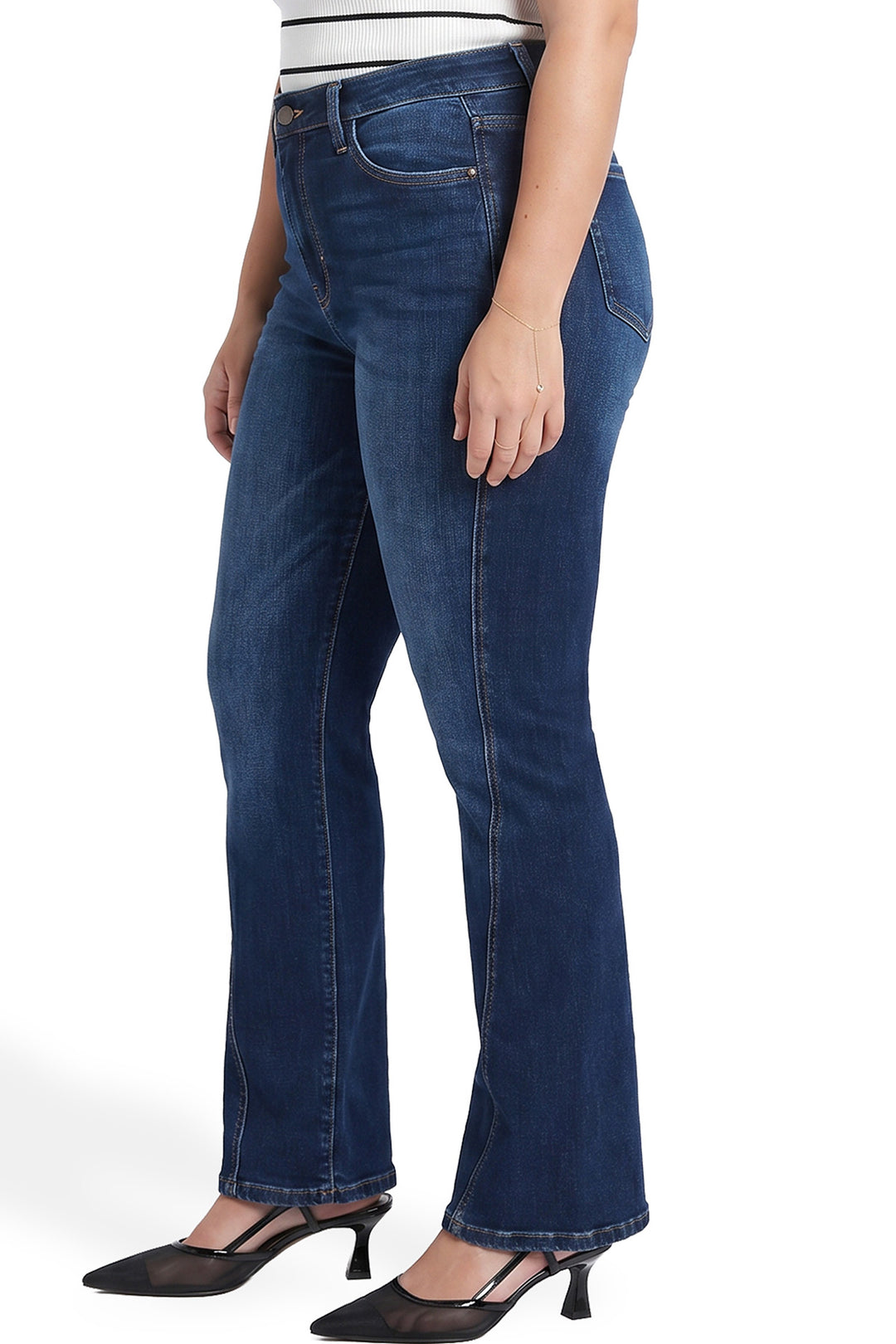 Plus Daisy High Rise Slim Angled Flare Jeans