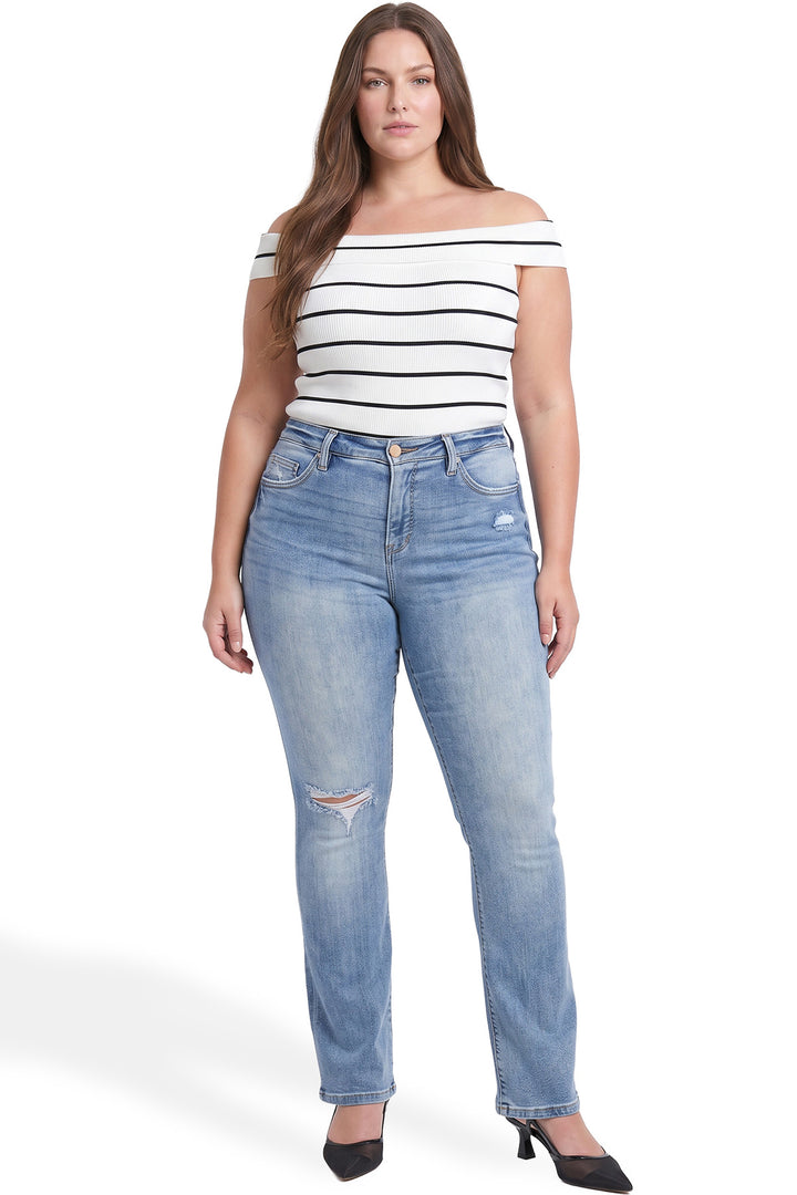 Plus Mia High Rise Bootcut Distressed Jeans