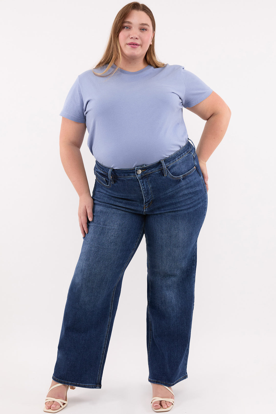 Plus Chloe High Rise Wide Leg Jeans-ZP199832