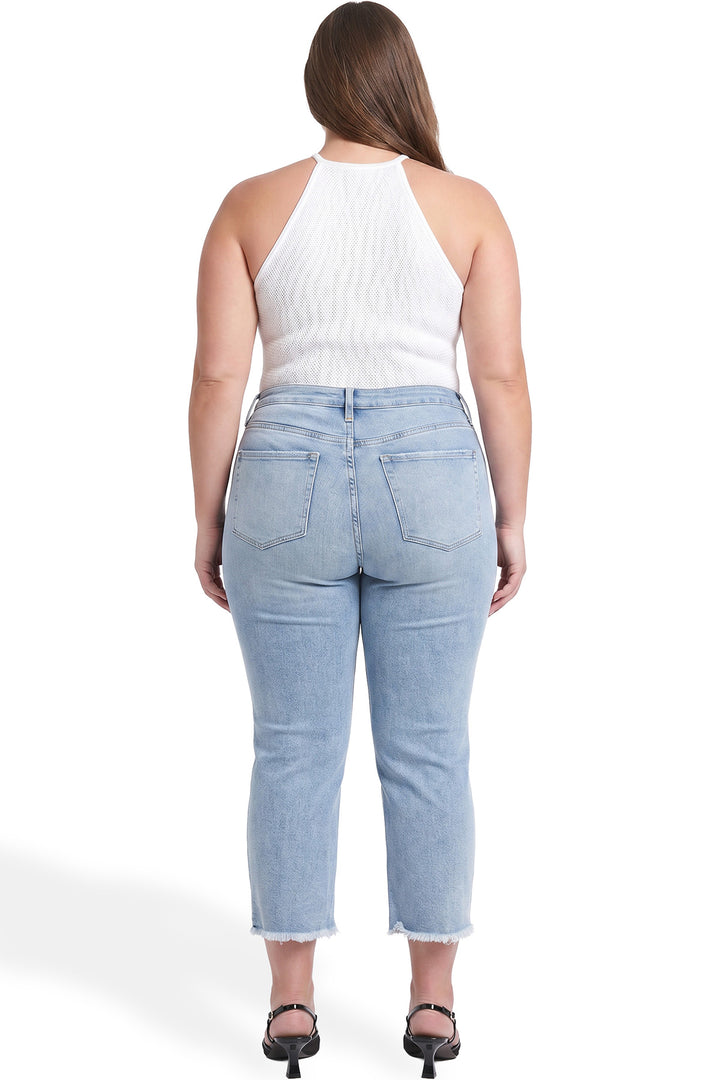 Plus Chloe High Rise Wide Leg Cropped Frayed Jeans