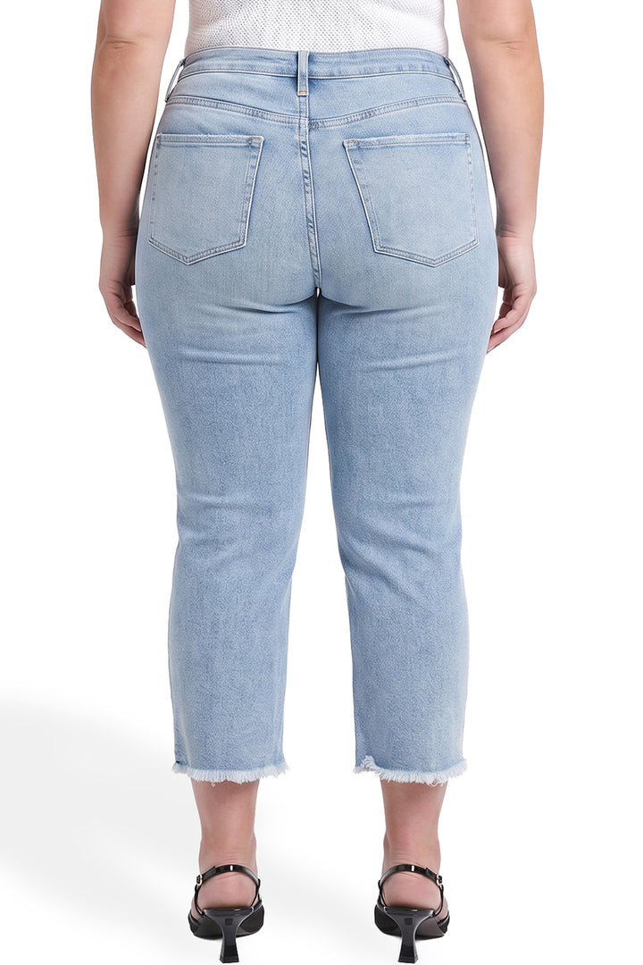 Plus Chloe High Rise Wide Leg Cropped Frayed Jeans