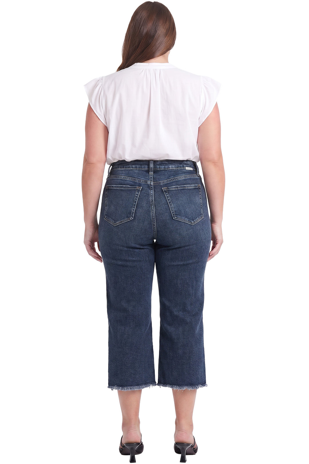 Plus Chloe High Rise Wide Leg Cropped Frayed Jeans