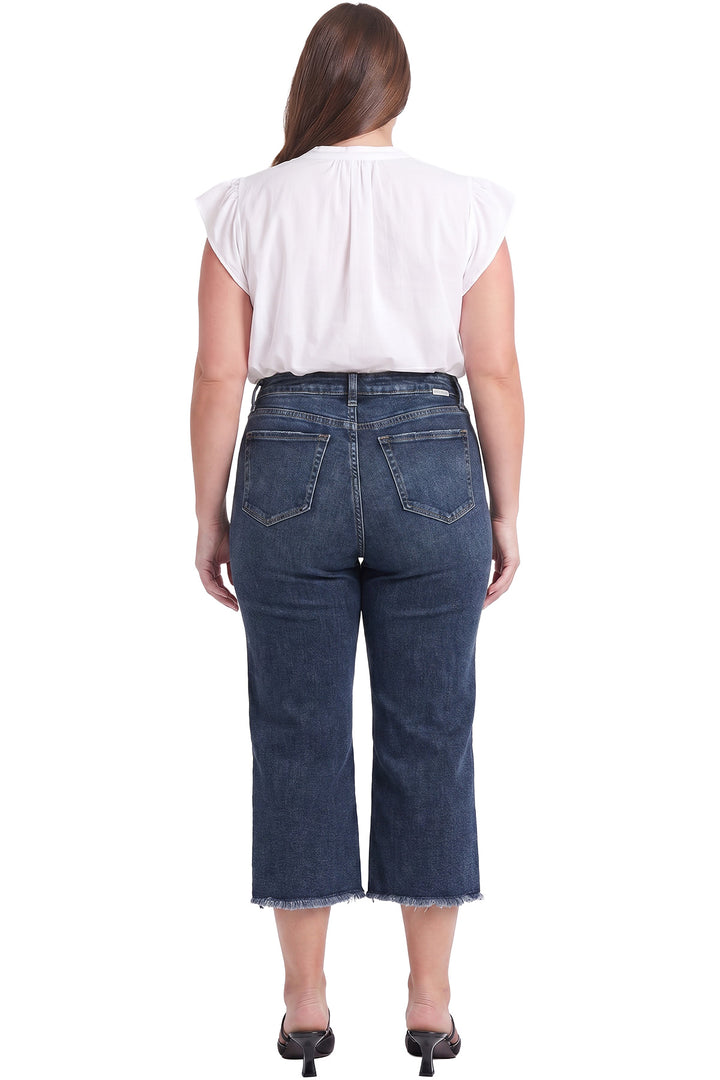 Plus Chloe High Rise Wide Leg Cropped Frayed Jeans