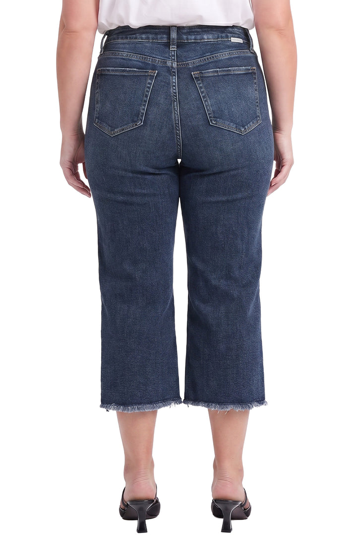 Plus Chloe High Rise Wide Leg Cropped Frayed Jeans