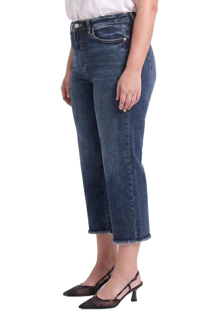 Plus Chloe High Rise Wide Leg Cropped Frayed Jeans