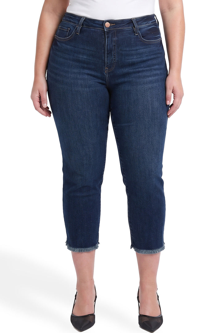 Plus Chloe High Rise Wide Leg Cropped Frayed Jeans