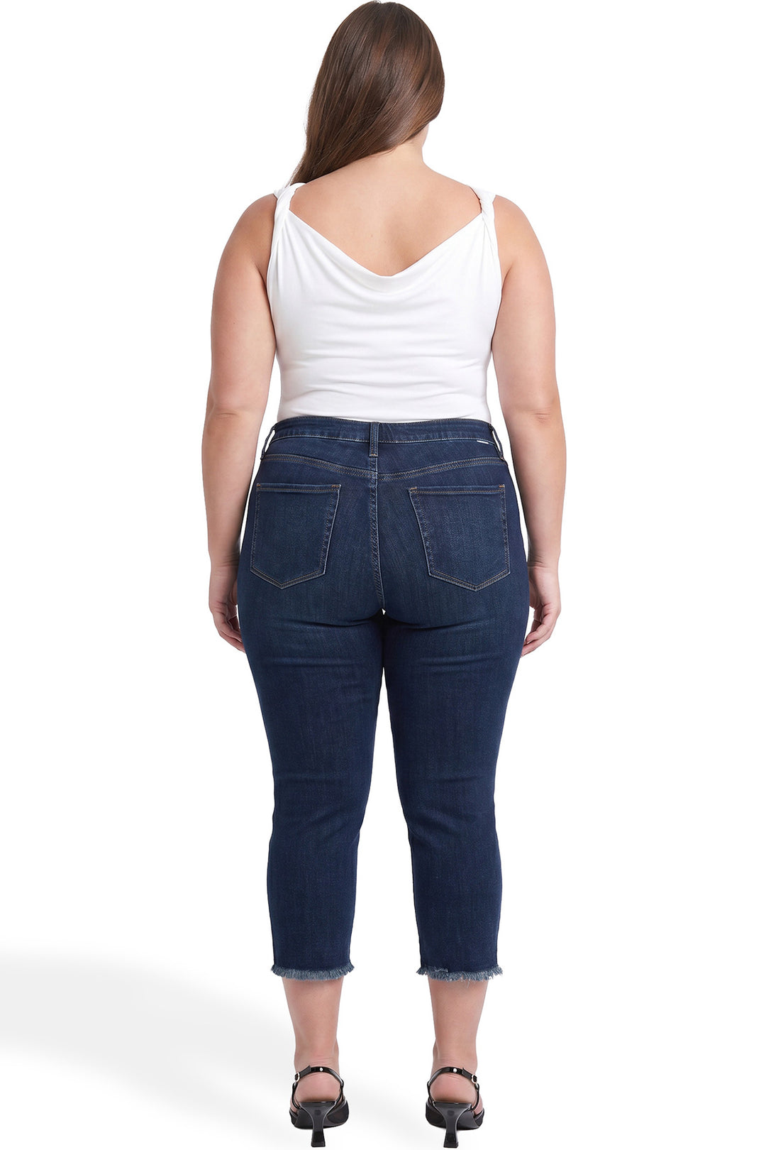 Plus Chloe High Rise Wide Leg Cropped Frayed Jeans
