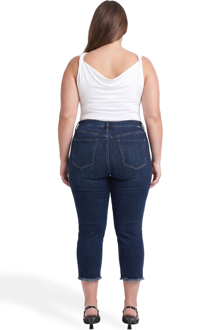 Plus Chloe High Rise Wide Leg Cropped Frayed Jeans