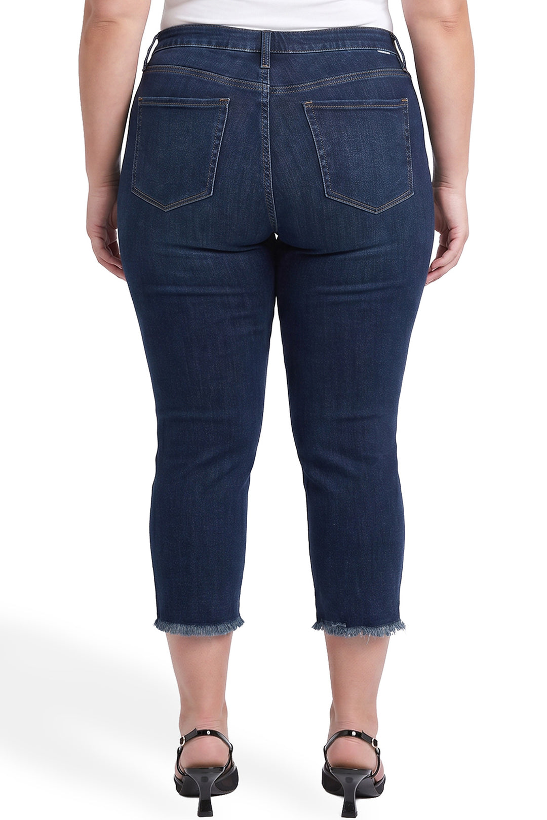 Plus Chloe High Rise Wide Leg Cropped Frayed Jeans