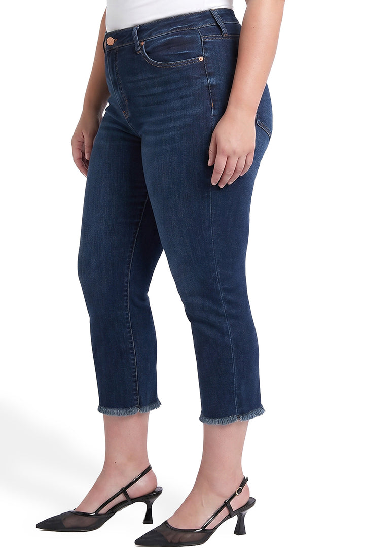 Plus Chloe High Rise Wide Leg Cropped Frayed Jeans