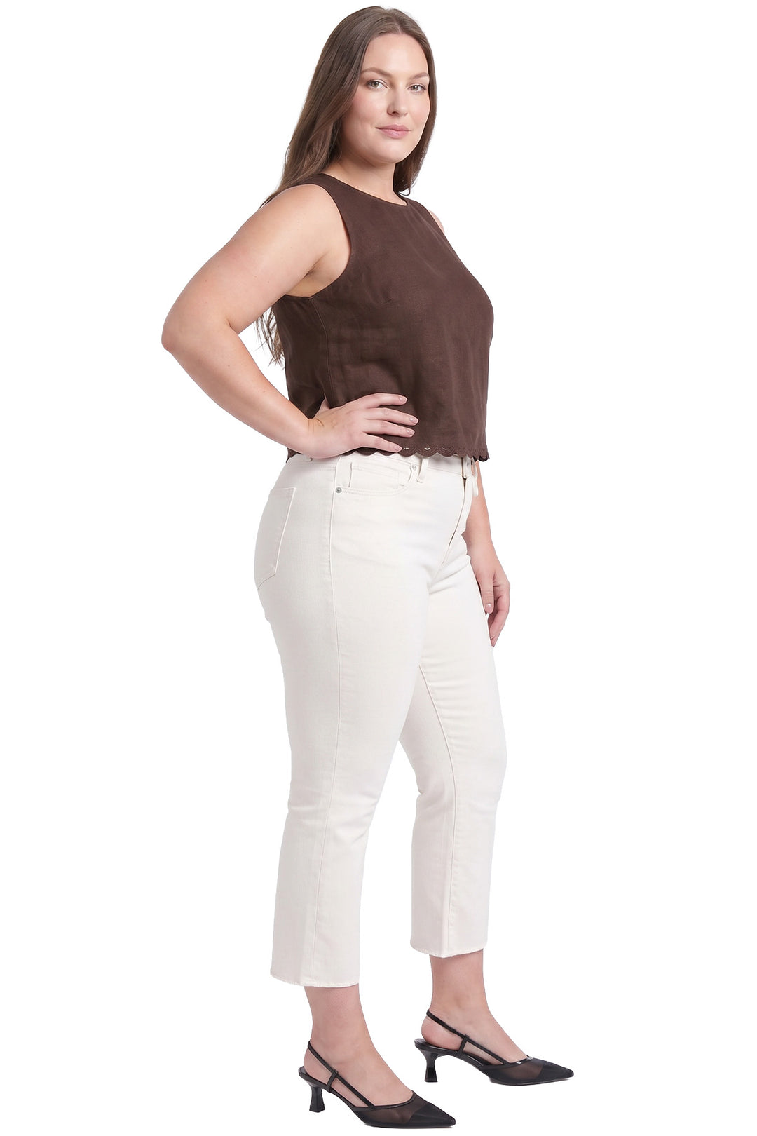 Plus Mia High Rise Bootcut Cropped Frayed Jeans