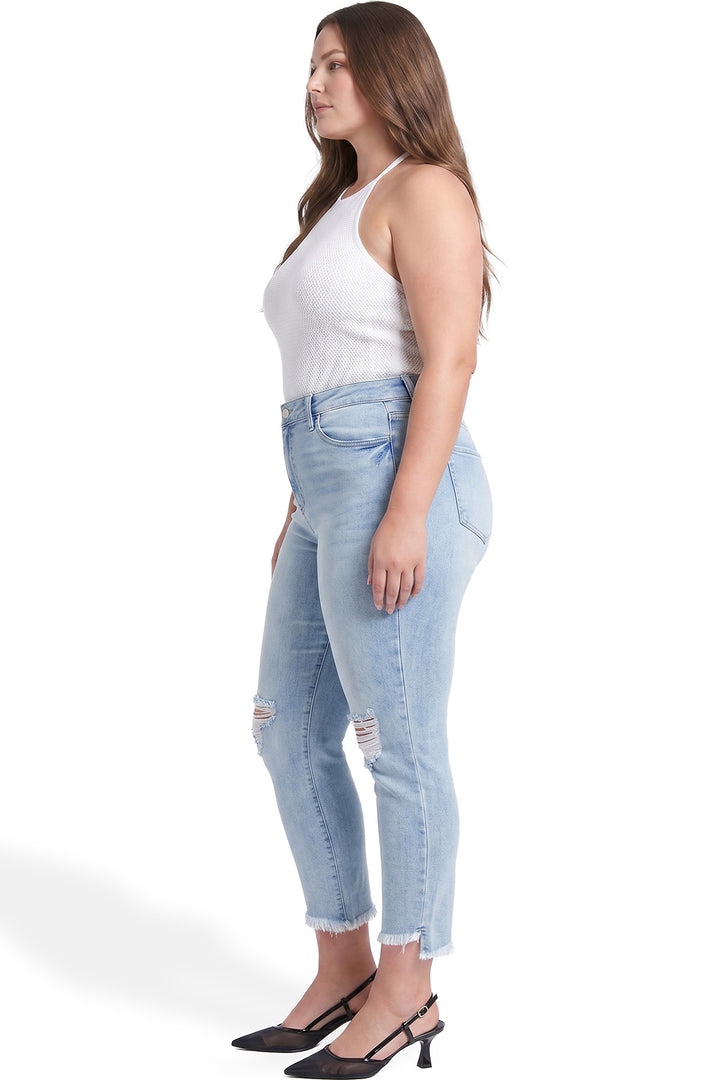Plus Dylan High Rise Slim Straight Crop Fray Jeans