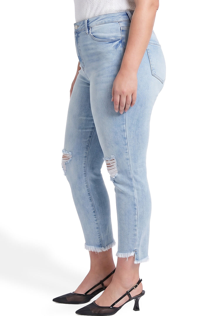 Plus Dylan High Rise Slim Straight Crop Fray Jeans