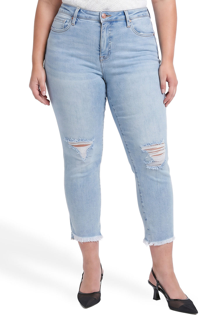 Plus Dylan High Rise Slim Straight Crop Fray Jeans