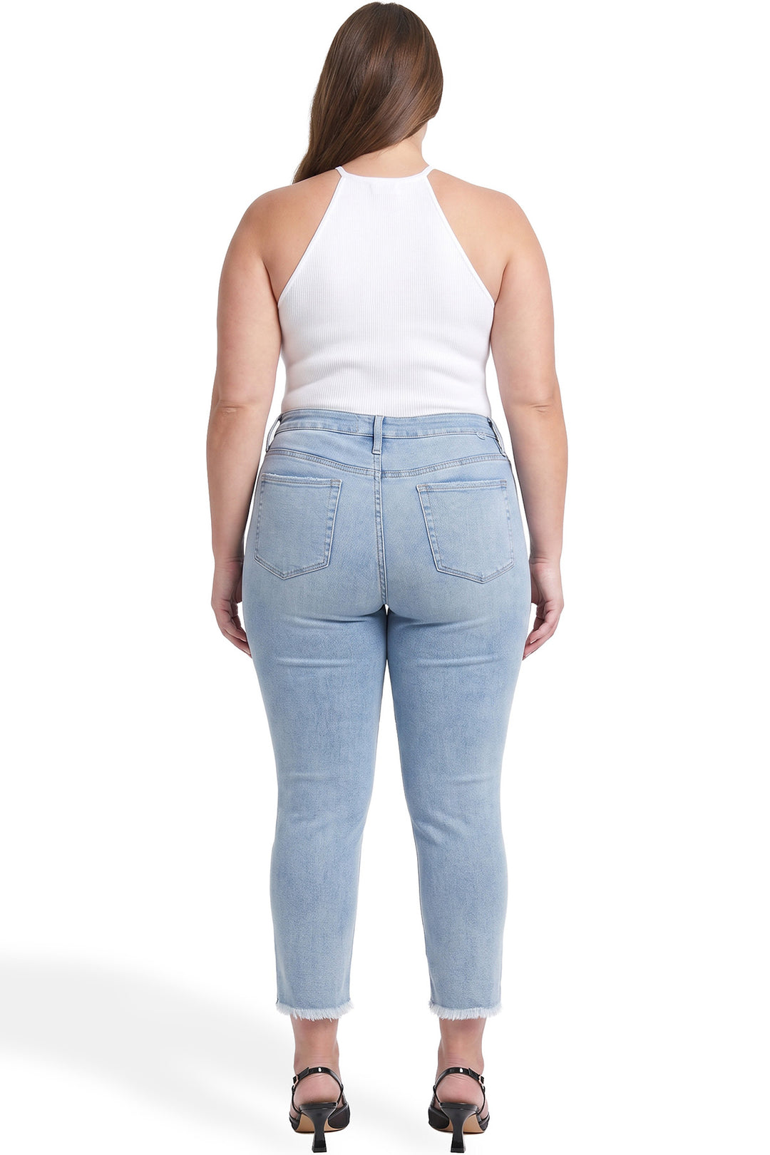 Plus Dylan High Rise Slim Straight Crop Fray Jeans