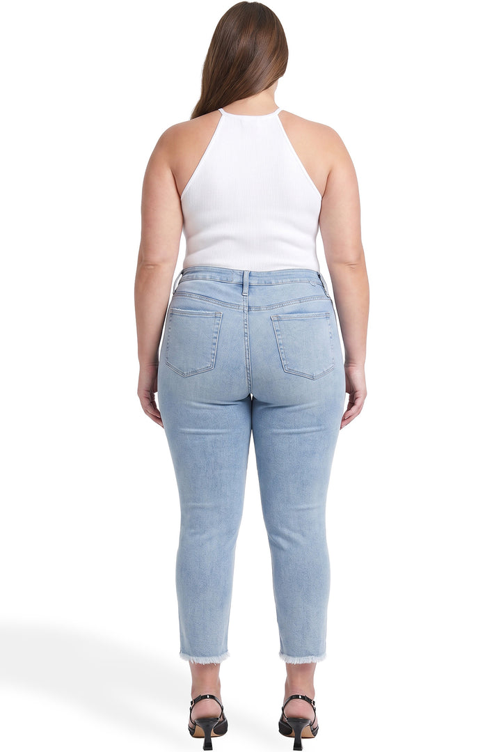 Plus Dylan High Rise Slim Straight Crop Fray Jeans