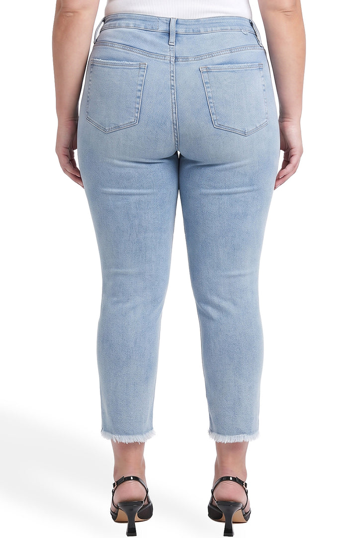 Plus Dylan High Rise Slim Straight Crop Fray Jeans