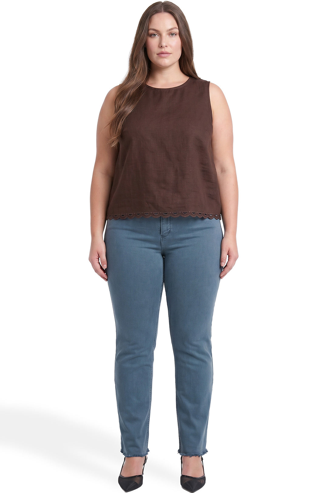 Plus Chloe High Rise Frayed Wide Leg Pants