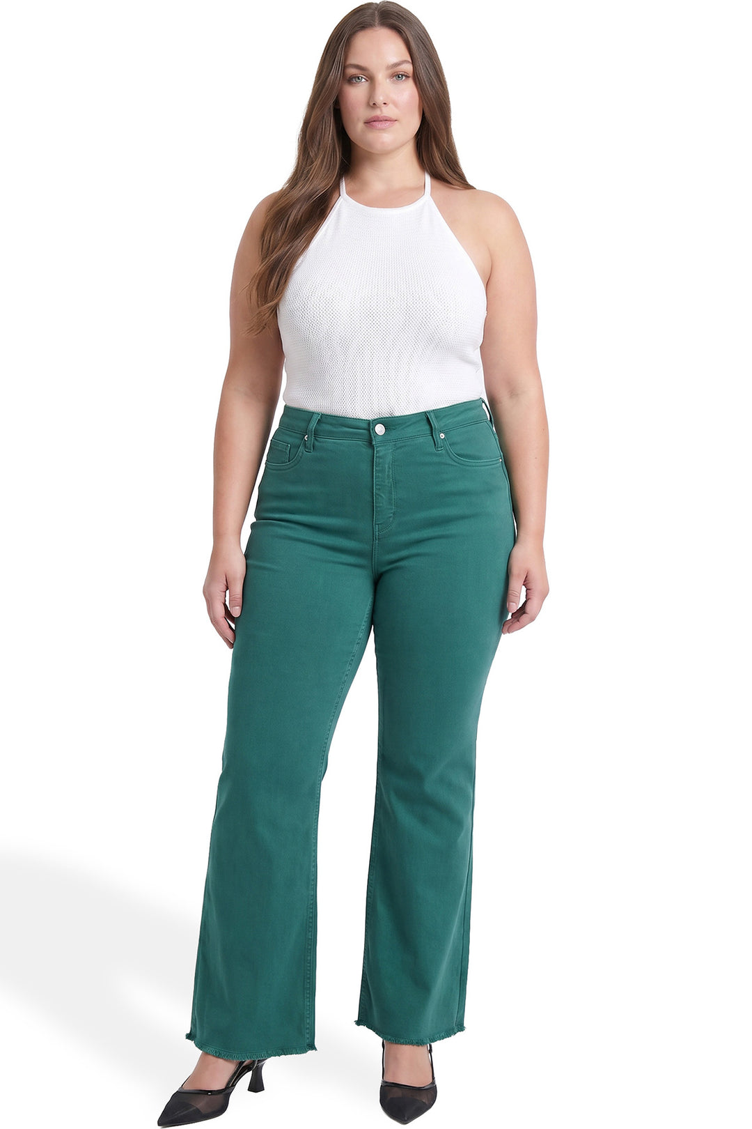 Plus Chloe High Rise Frayed Wide Leg Pants