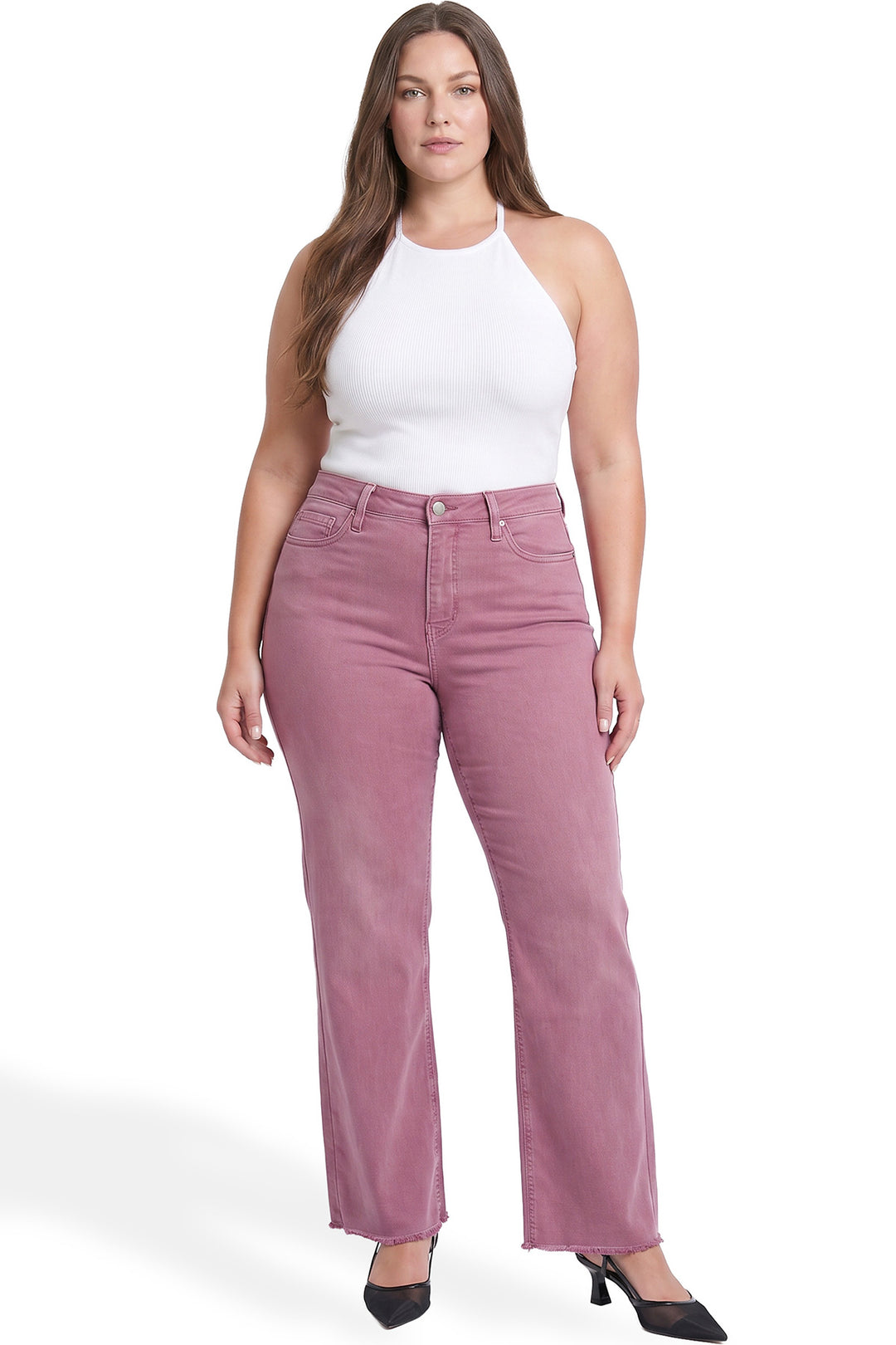 Plus Chloe High Rise Frayed Wide Leg Pants