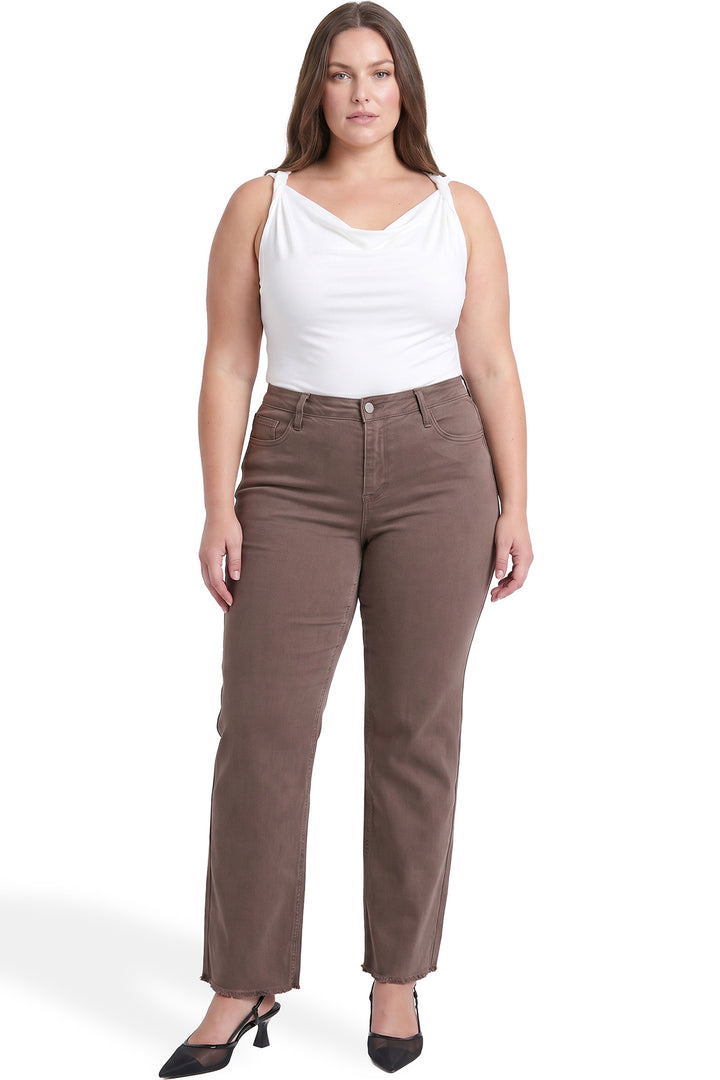 Plus Chloe High Rise  Frayed Wide Leg Pants