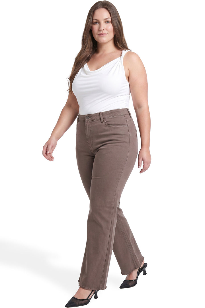 Plus Chloe High Rise  Frayed Wide Leg Pants
