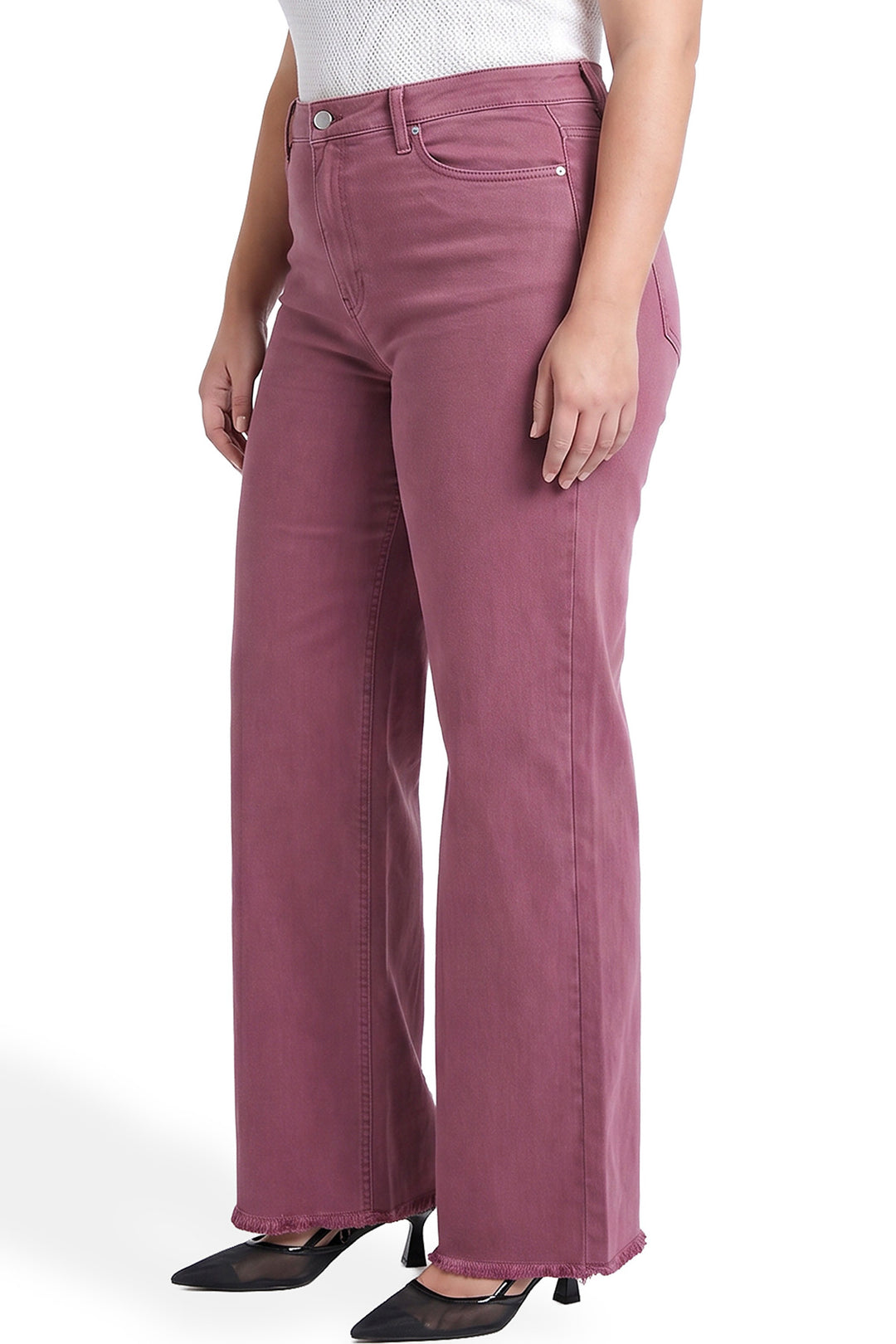 Plus Chloe High Rise Frayed Wide Leg Pants