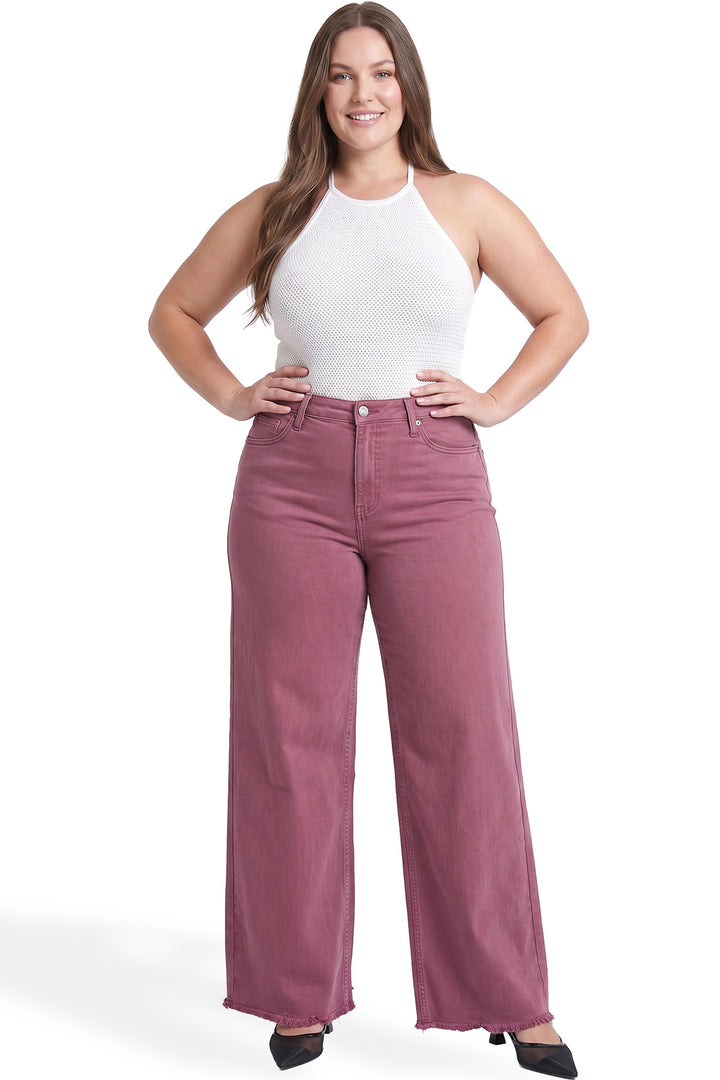 Plus Chloe High Rise Frayed Wide Leg Pants