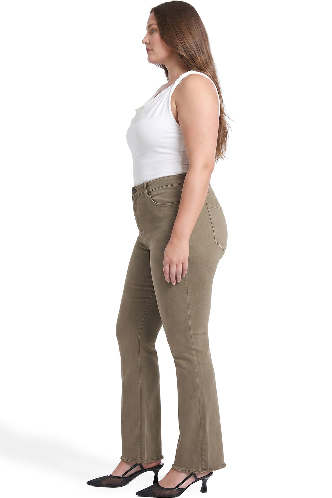 Plus Chloe High Rise Frayed Wide Leg Pants