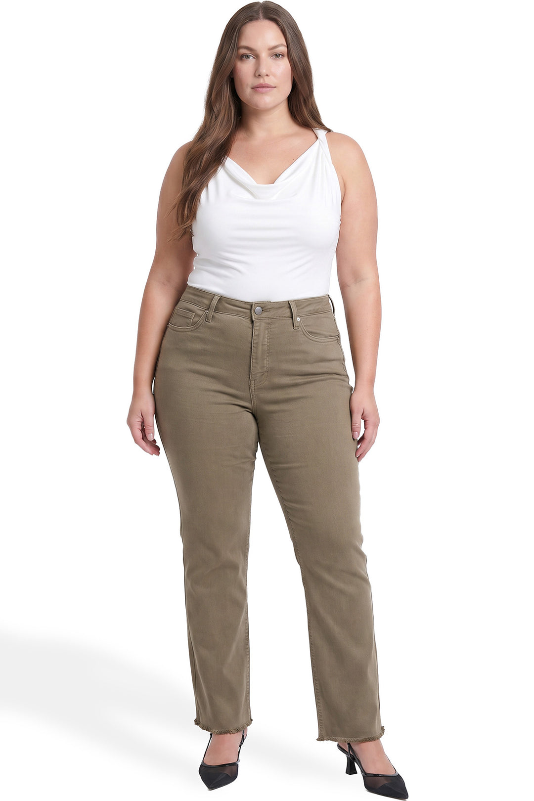 Plus Chloe High Rise Frayed Wide Leg Pants