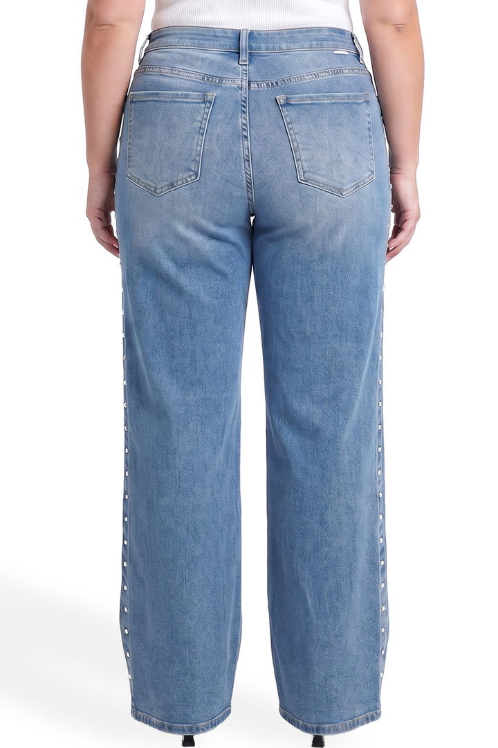 Plus Chloe High Rise Wide Leg Jeans with Studs