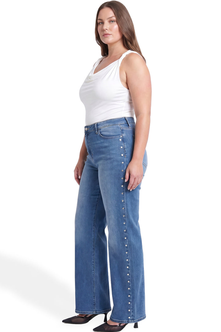 Plus Chloe High Rise Wide Leg Jeans with Studs