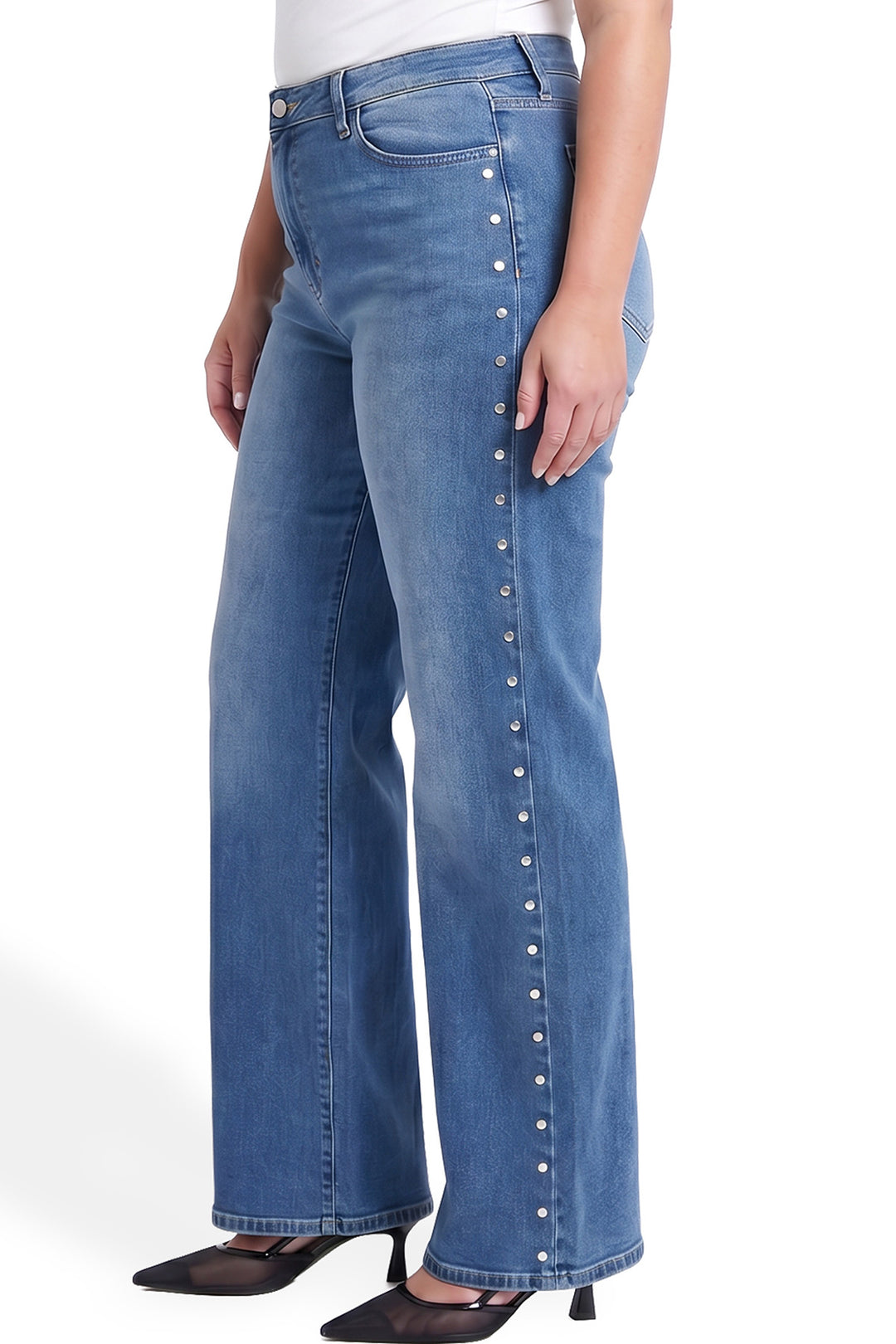 Plus Chloe High Rise Wide Leg Jeans with Studs