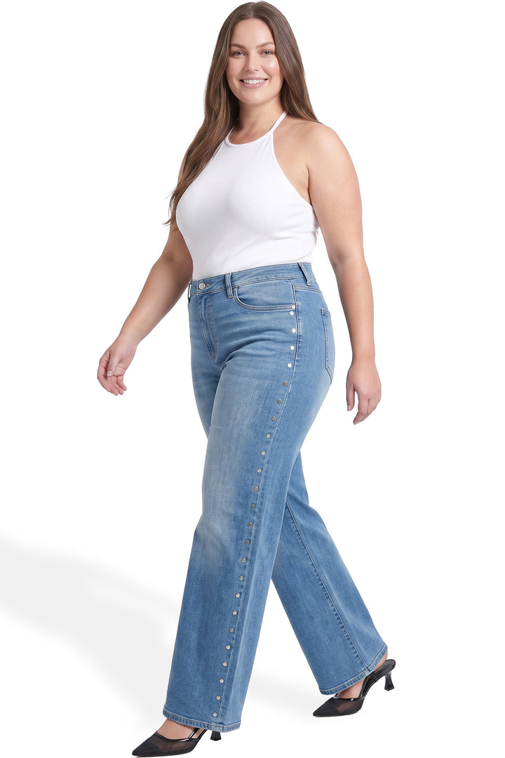 Plus Chloe High Rise Wide Leg Jeans with Studs