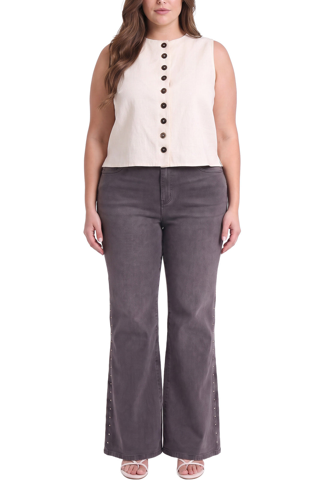 Plus Chloe Wide Leg With Studs Jeans