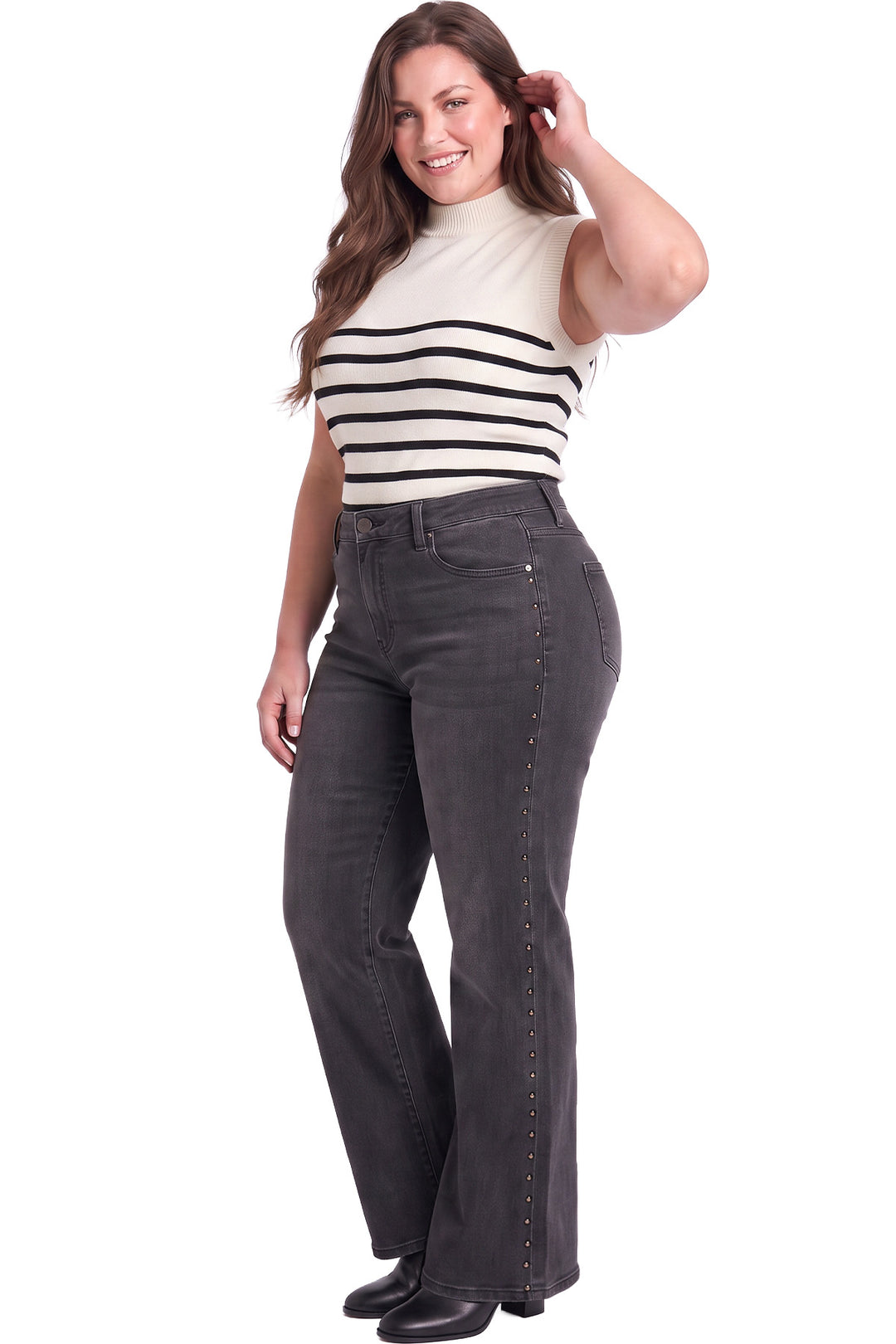 Women's Plus Chloe Wide Leg With Studs Jeans