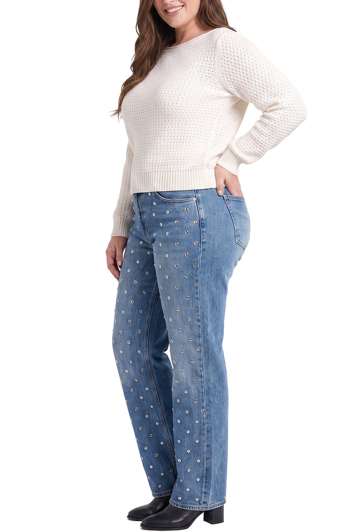 Plus Hailey Wide Leg Studded Jeans