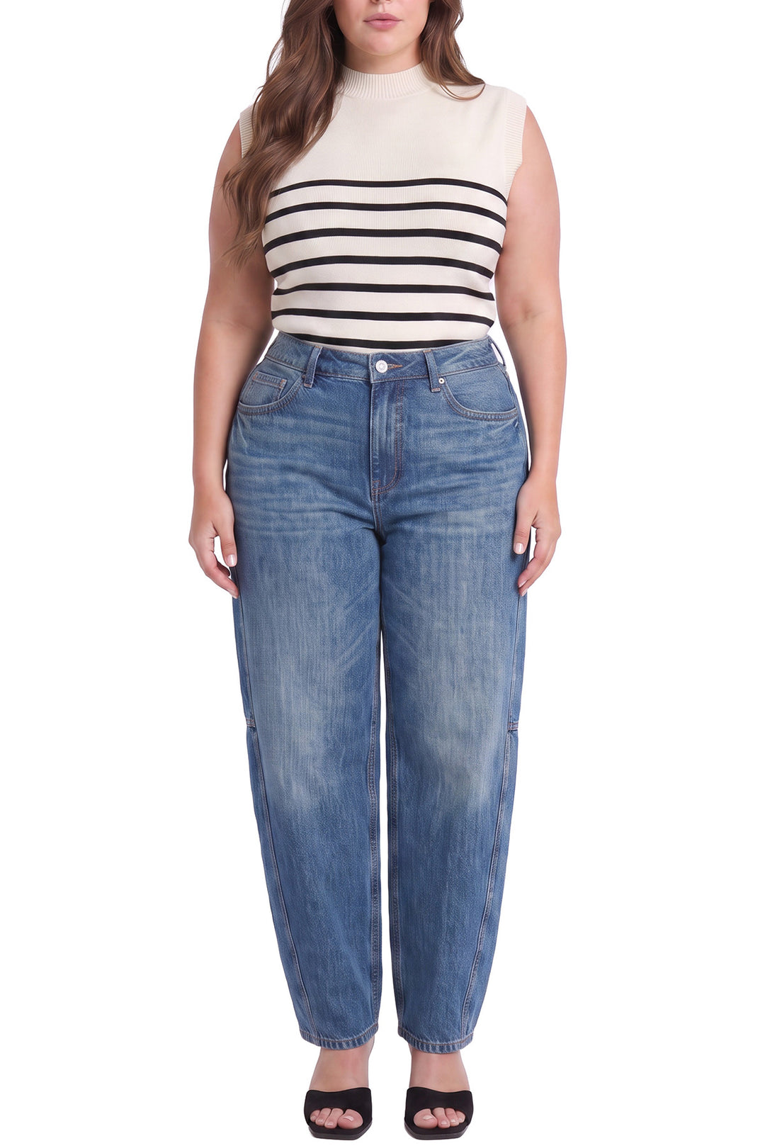 Plus Stella Barrel Jeans with Seam Detail