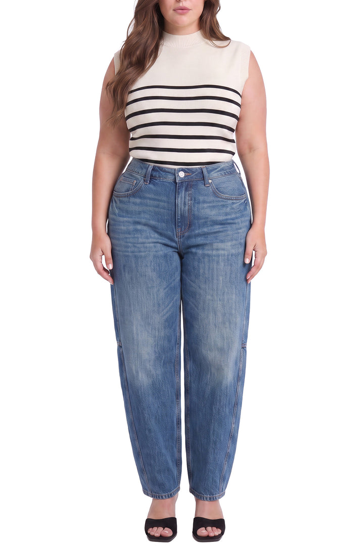 Plus Stella Barrel Jeans with Seam Detail