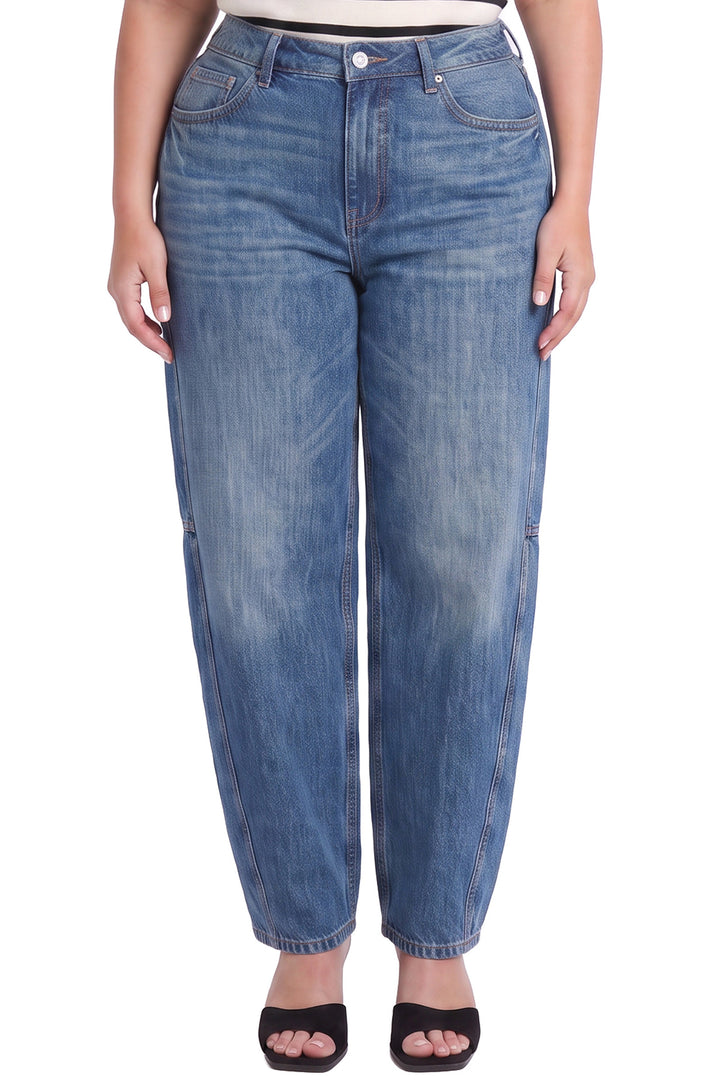 Plus Stella Barrel Jeans with Seam Detail