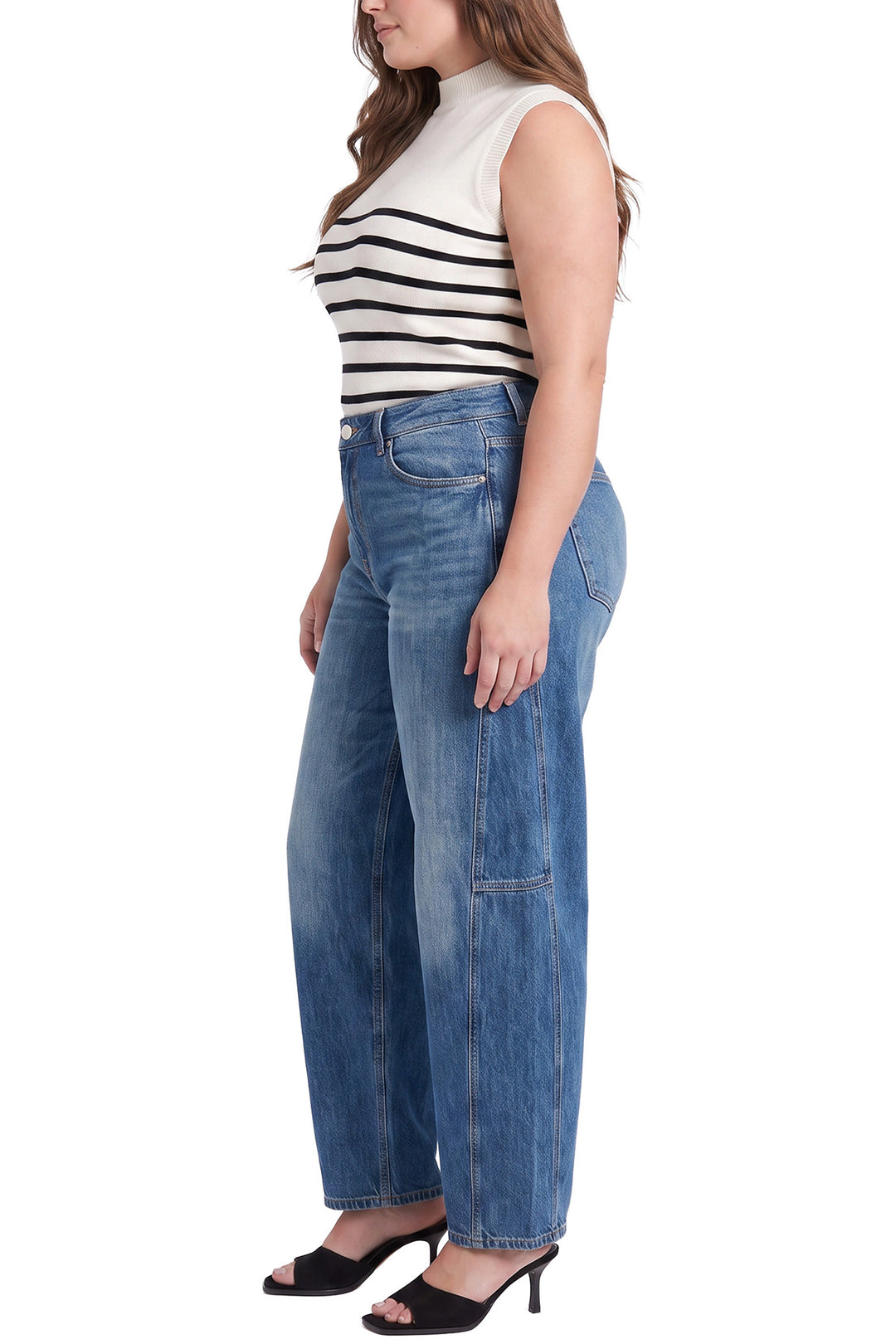 Plus Stella Barrel Jeans with Seam Detail