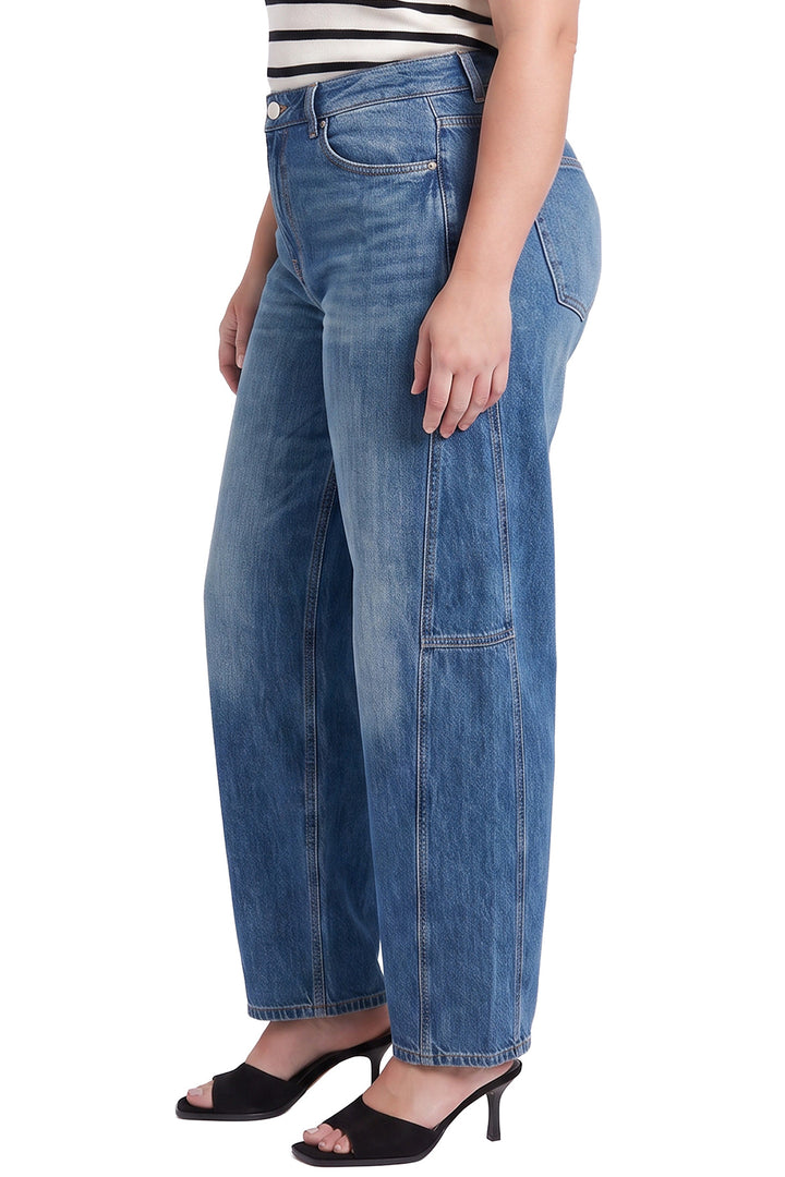 Plus Stella Barrel Jeans with Seam Detail