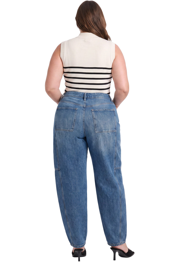Plus Stella Barrel Jeans with Seam Detail