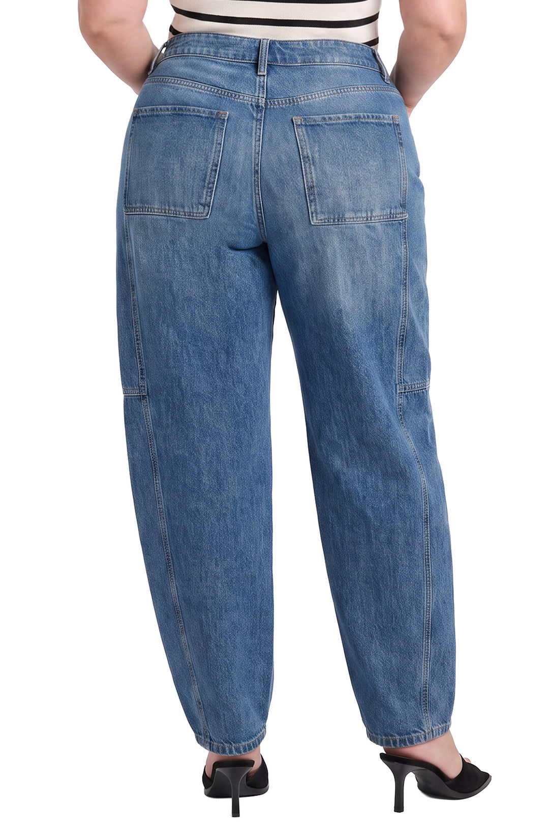 Plus Stella Barrel Jeans with Seam Detail
